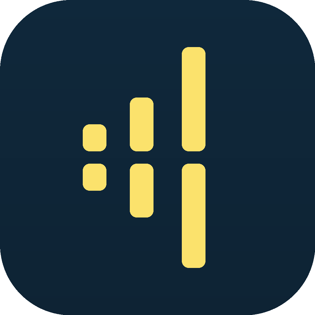 The LoudVoice app icon — gold sound bars on deep navy