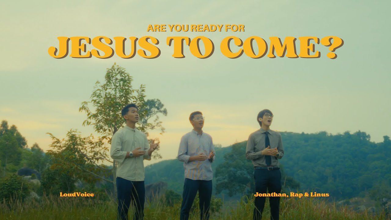 Thumbnail for the music video &ldquo;A Song for 2024 Reflection | Are You Ready For Jesus to Come&rdquo; — Jonathan, Rap and Linus singing in a field beneath the words &lsquo;Are You Ready for Jesus to Come?&rsquo;