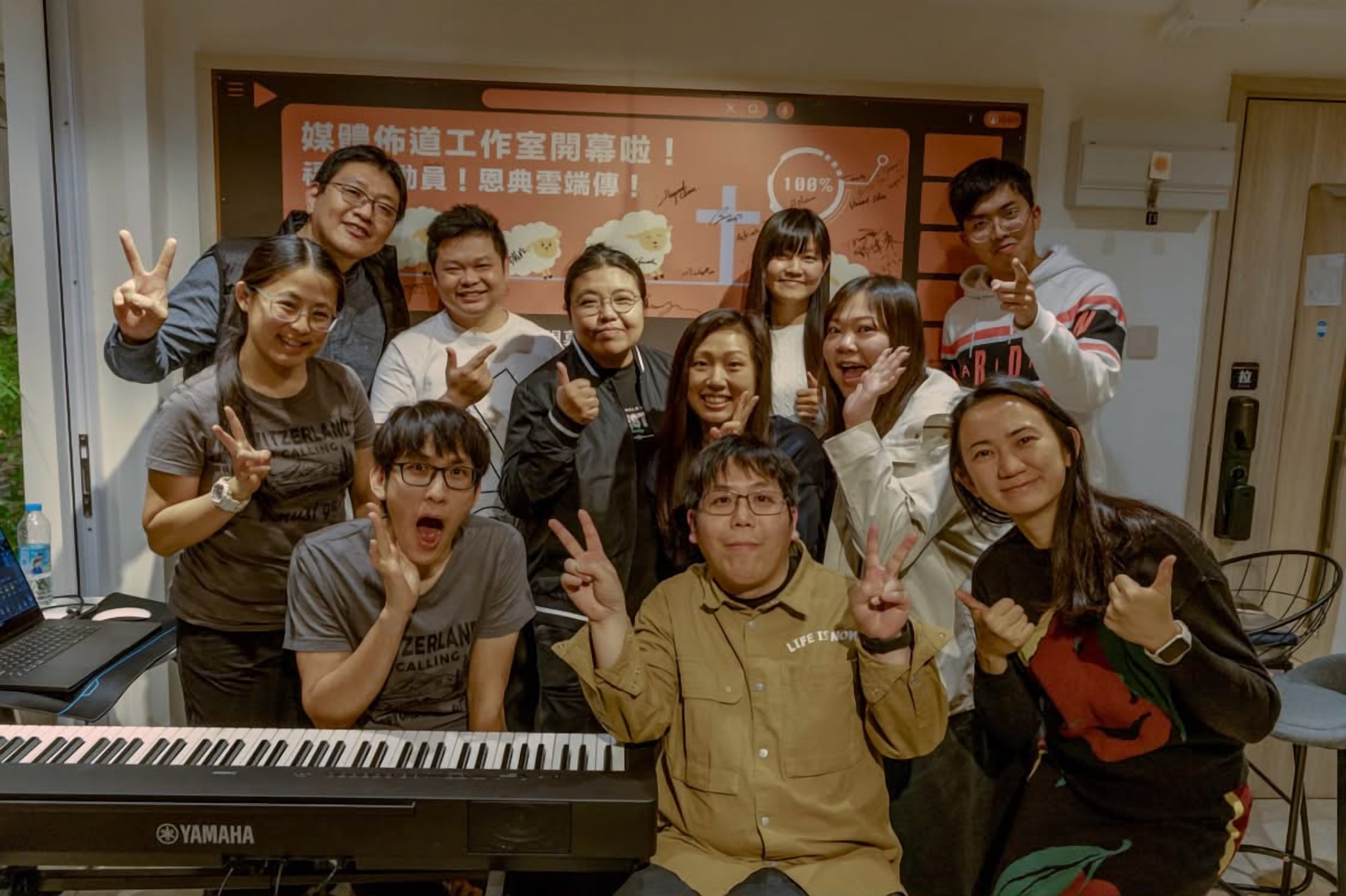 Participants at the Hong Kong media training gathered in the media studio