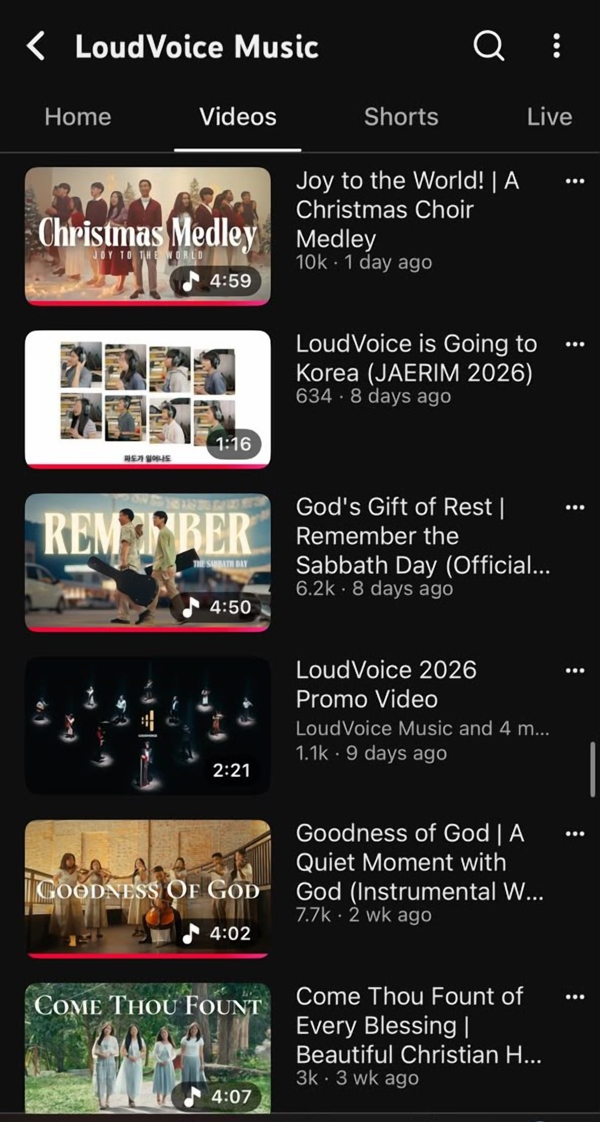 The LoudVoice Music YouTube channel — music video uploads week after week