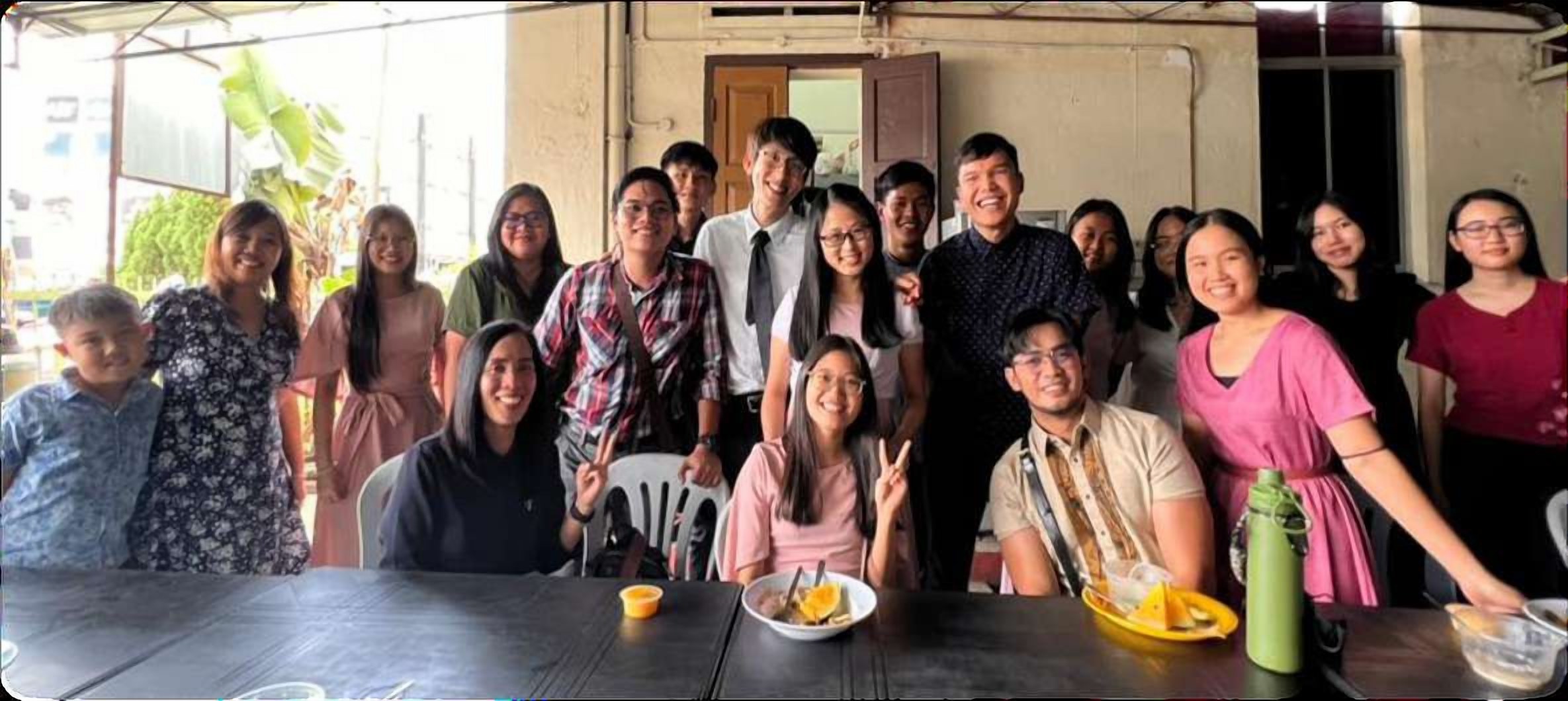 Volunteers sharing a fellowship meal